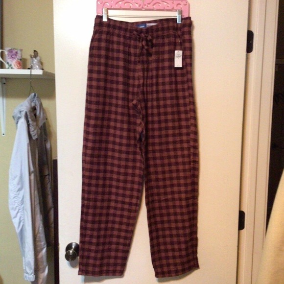 Old Navy mSzM Pajama Bottoms Never Worn Brn Gingham Flannel NWD - Picture 1 of 8